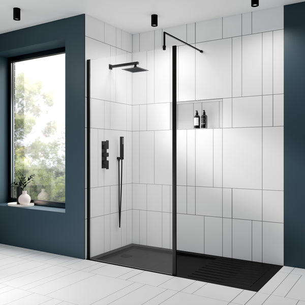 NUIE 1000mm Outer Framed Wetroom Screen with Support Bar