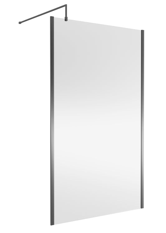 NUIE 1200mm Wetroom Screen Outer Frame 1850x8mm - Brushed Pewter