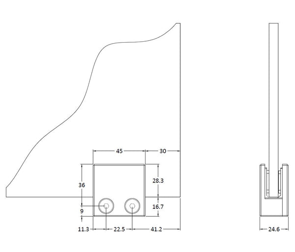 NUIE Black Wetroom Foot and Wall Bracket