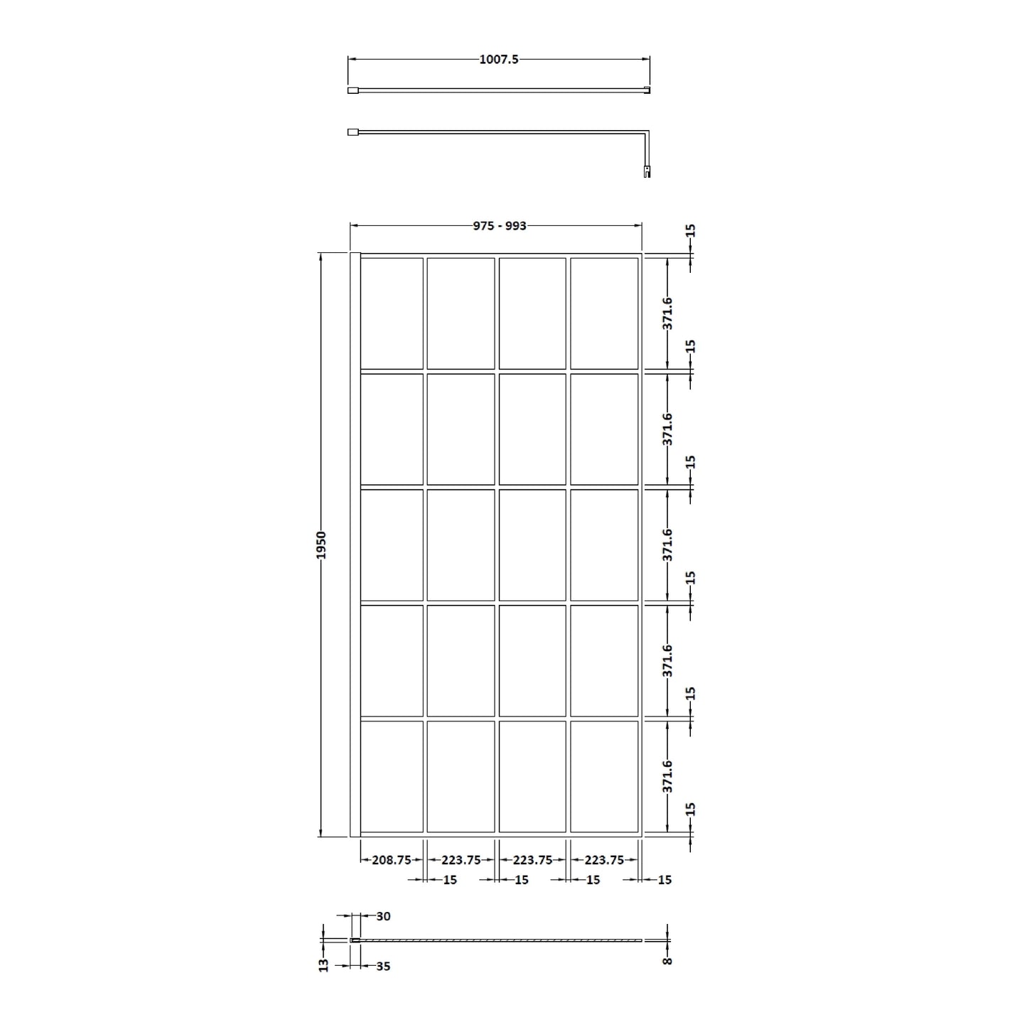 Hudson Reed 1000mm Framed Wetroom Screen