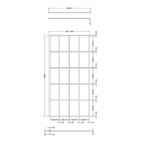 Hudson Reed 1000mm Framed Wetroom Screen