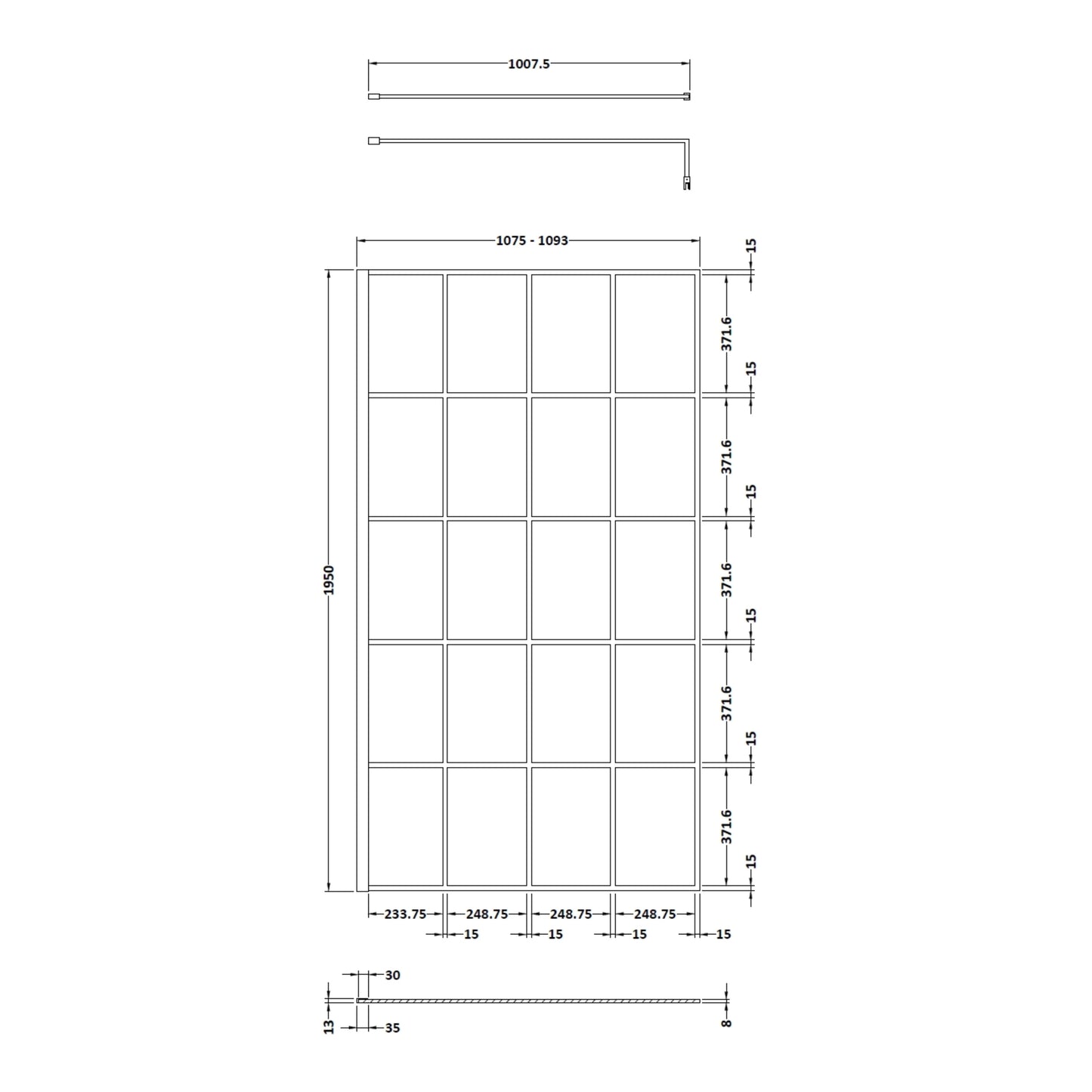 Hudson Reed 1100mm Framed Wetroom Screen
