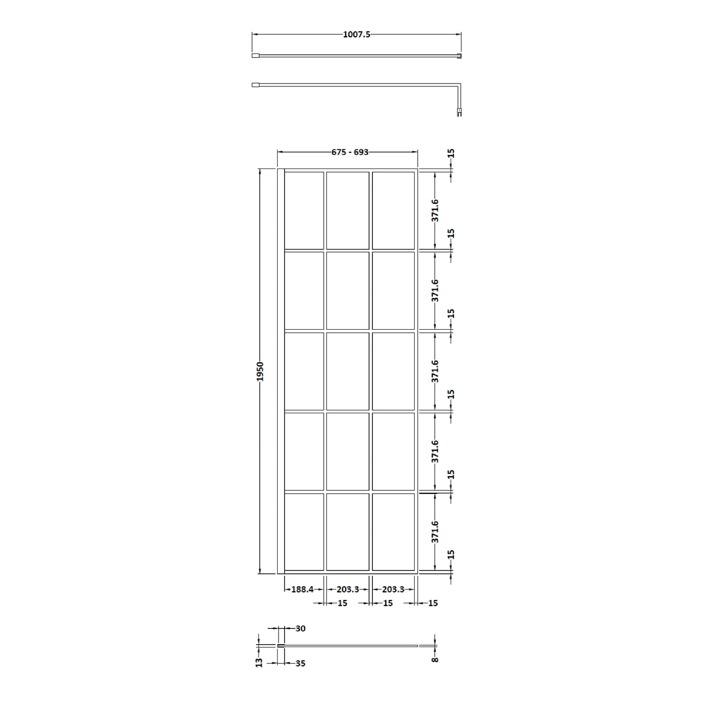 Hudson Reed 700mm Framed Wetroom Screen