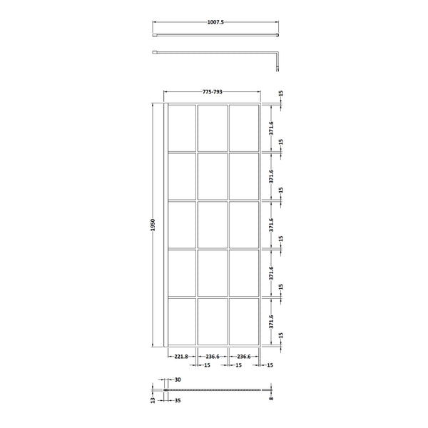 Hudson Reed 800mm Framed Wetroom Screen