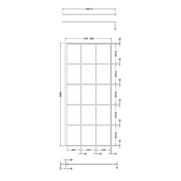 Hudson Reed 900mm Framed Wetroom Screen