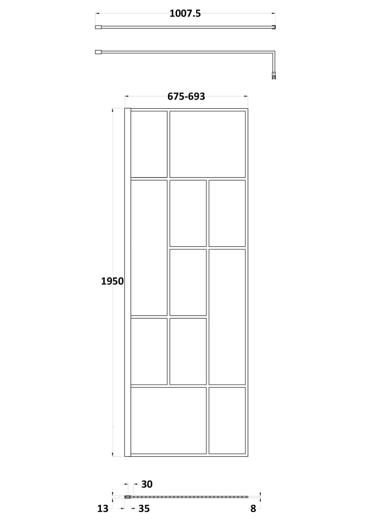 Hudson Reed 700mm Abstract Frame Wetroom Screen