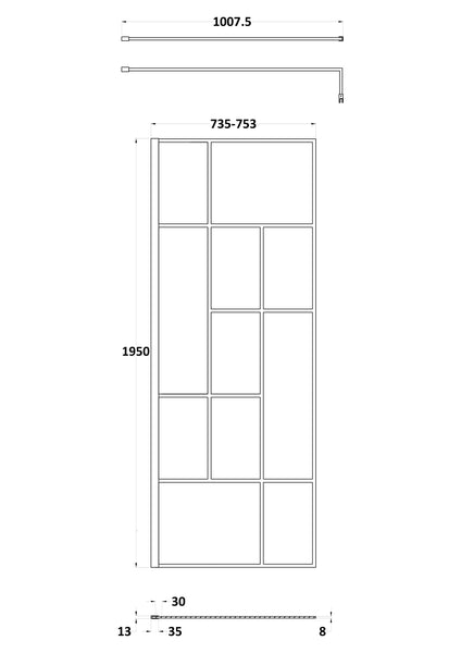 Hudson Reed 760mm Abstract Frame Wetroom Screen