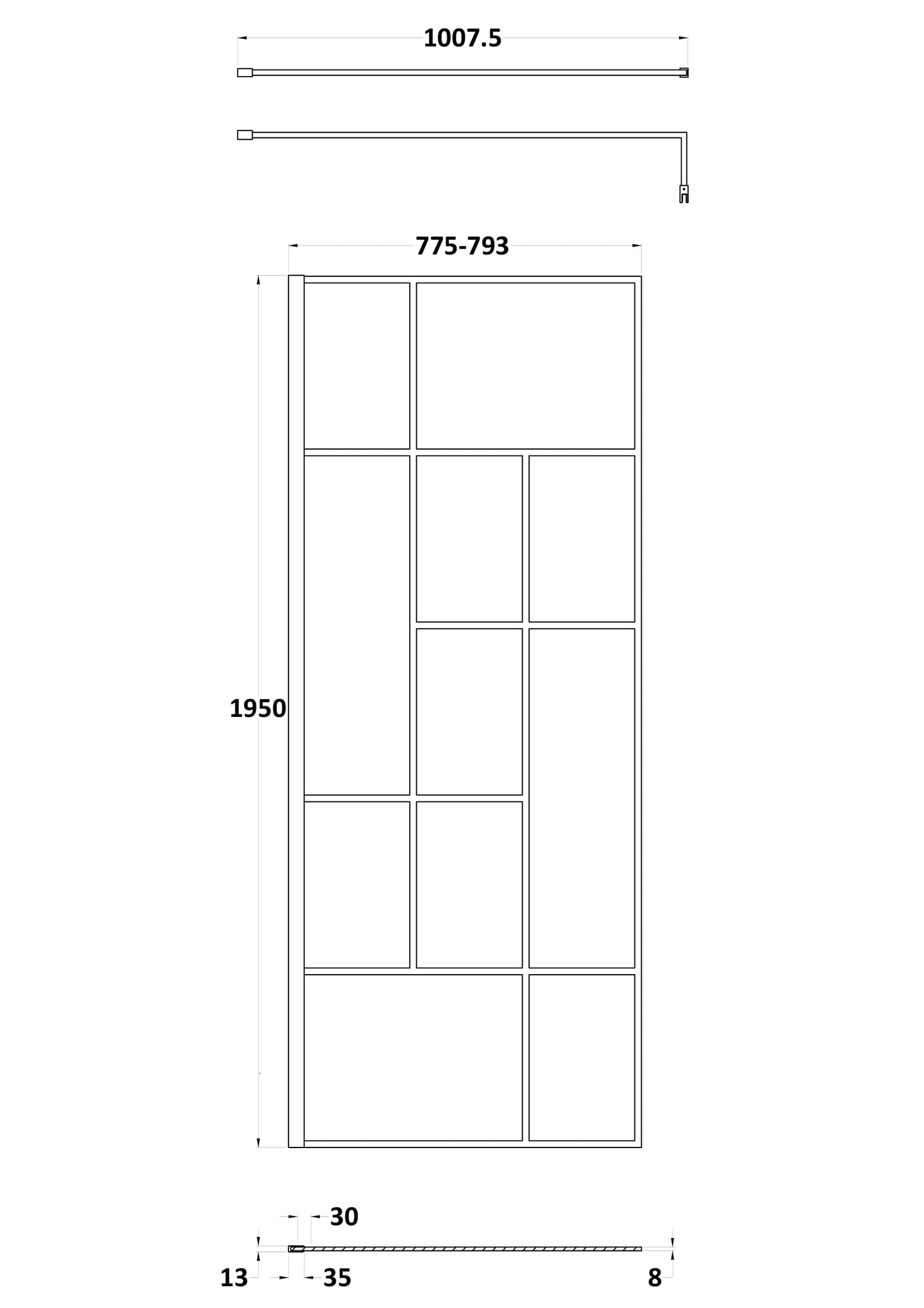 Hudson Reed 800mm Abstract Frame Wetroom Screen