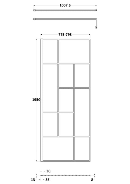 Hudson Reed 800mm Abstract Frame Wetroom Screen
