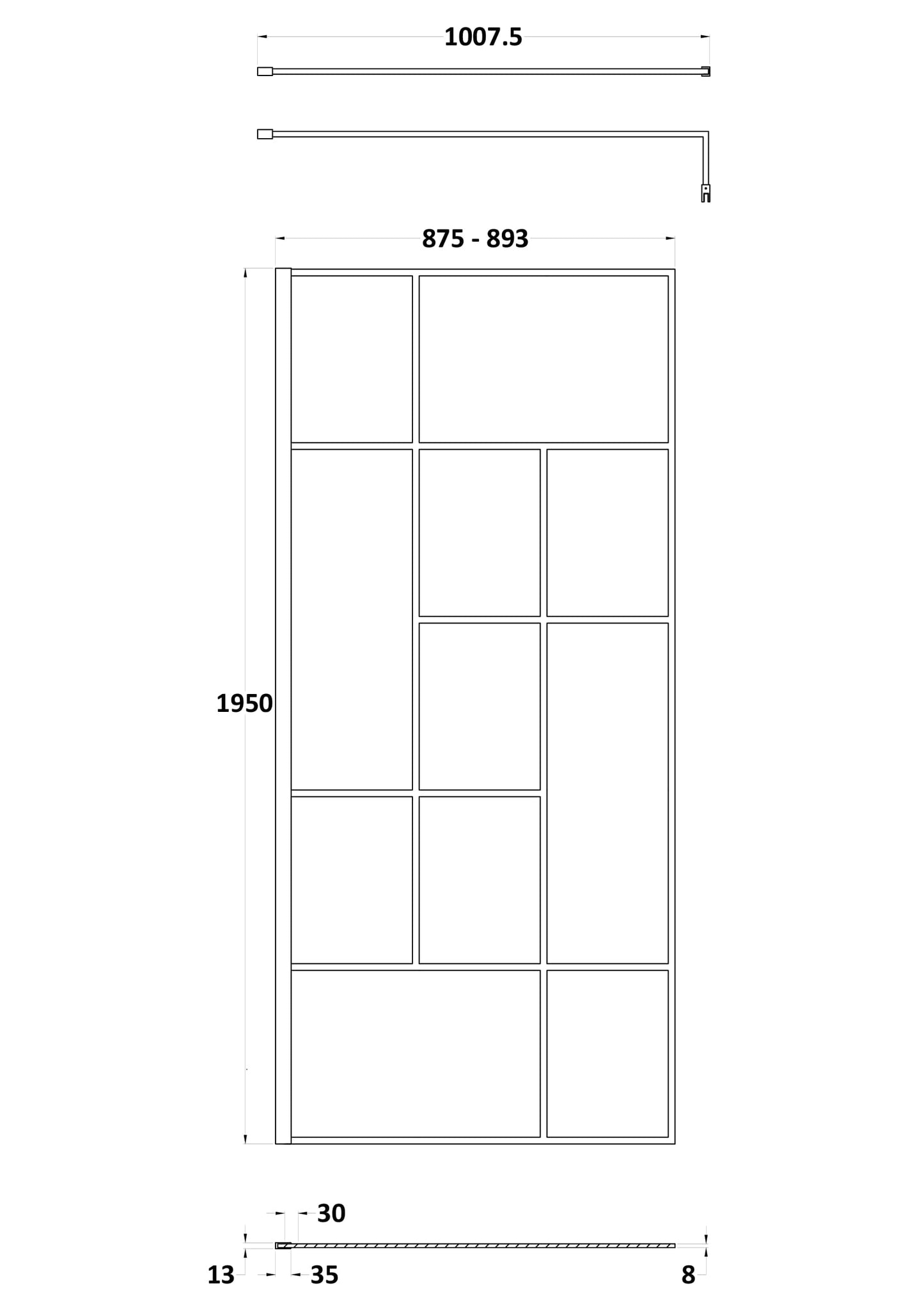 Hudson Reed 900mm Abstract Frame Wetroom Screen