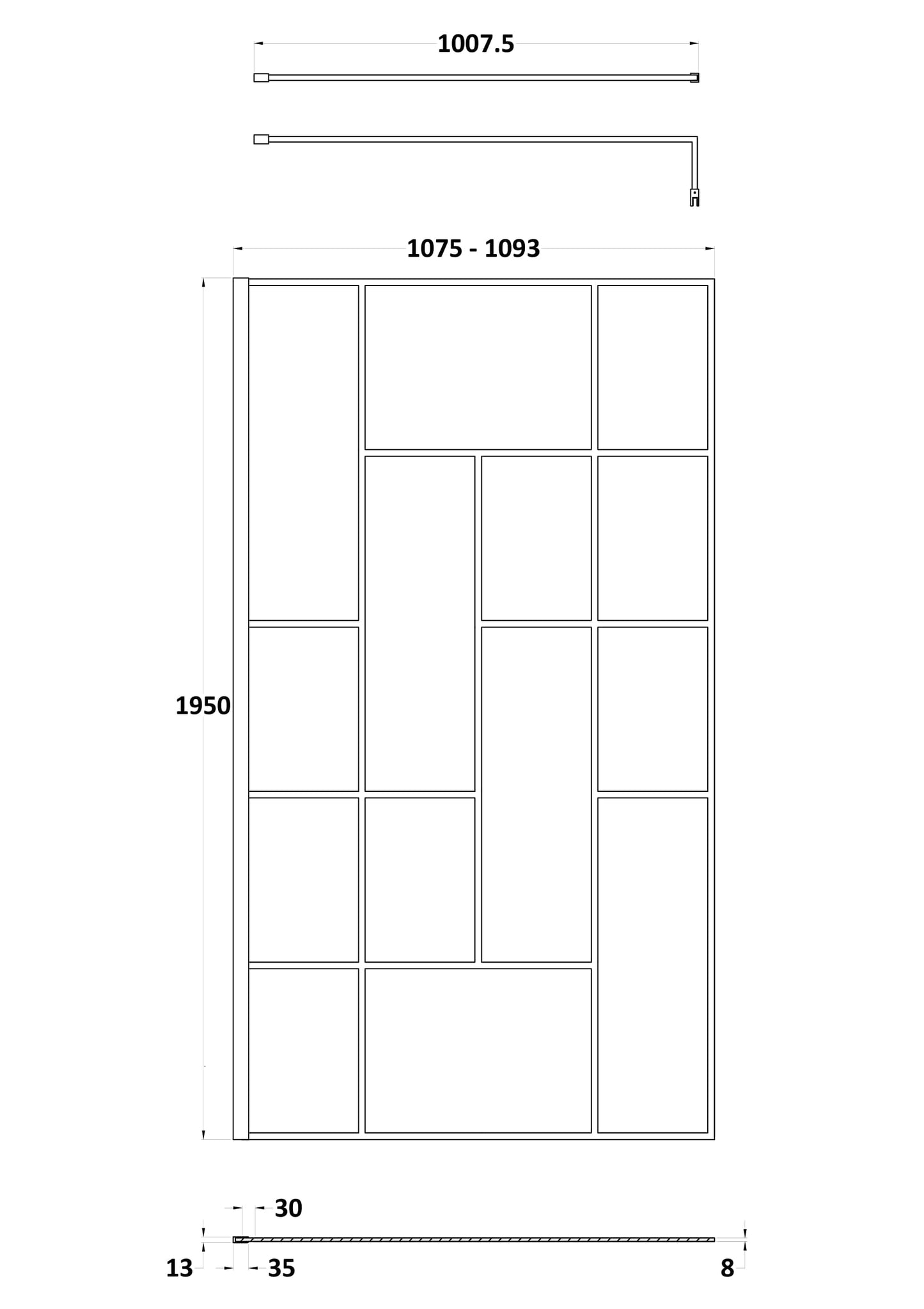 Hudson Reed 1100mm Abstract Frame Wetroom Screen