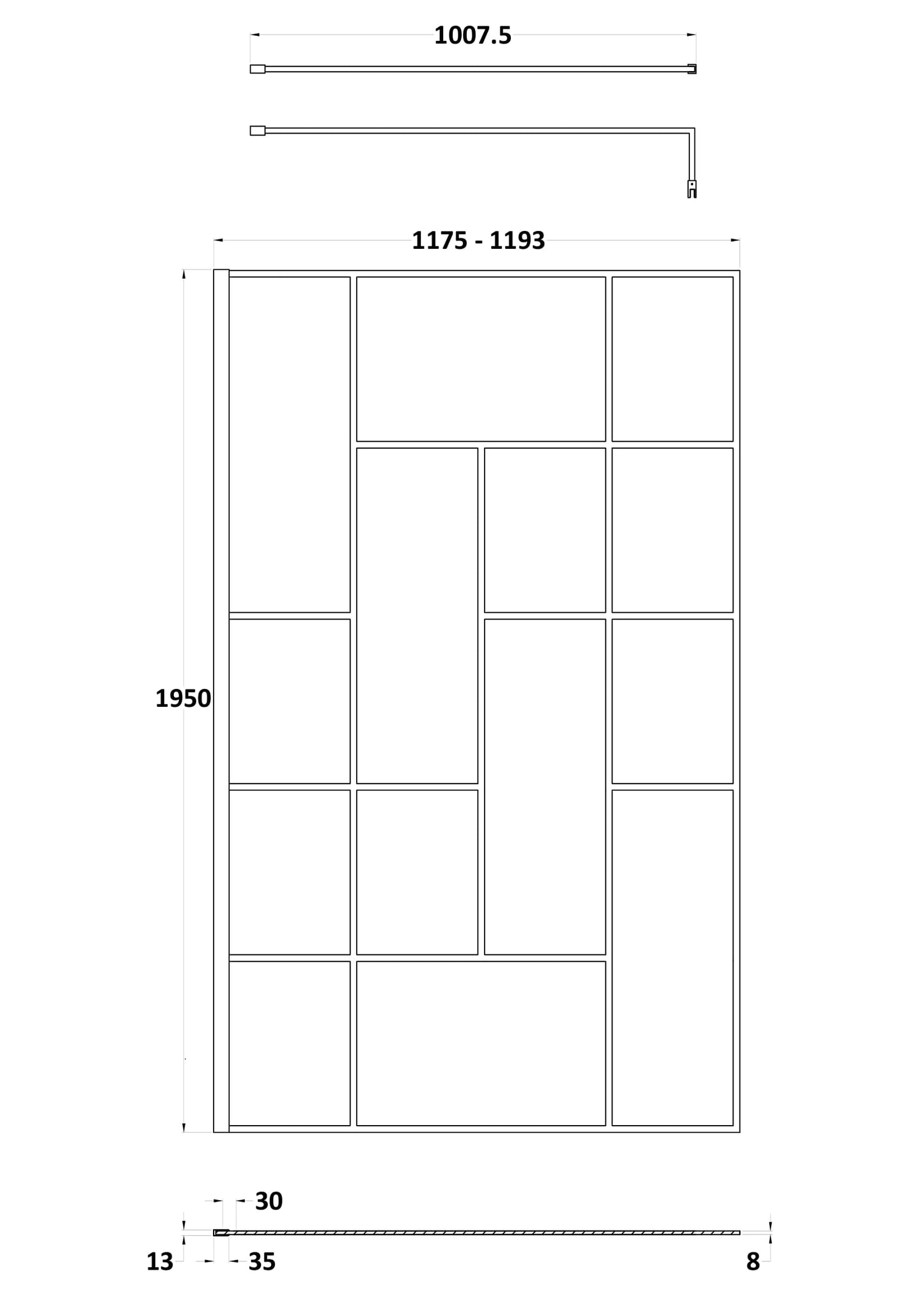 Hudson Reed 1200mm Abstract Frame Wetroom Screen