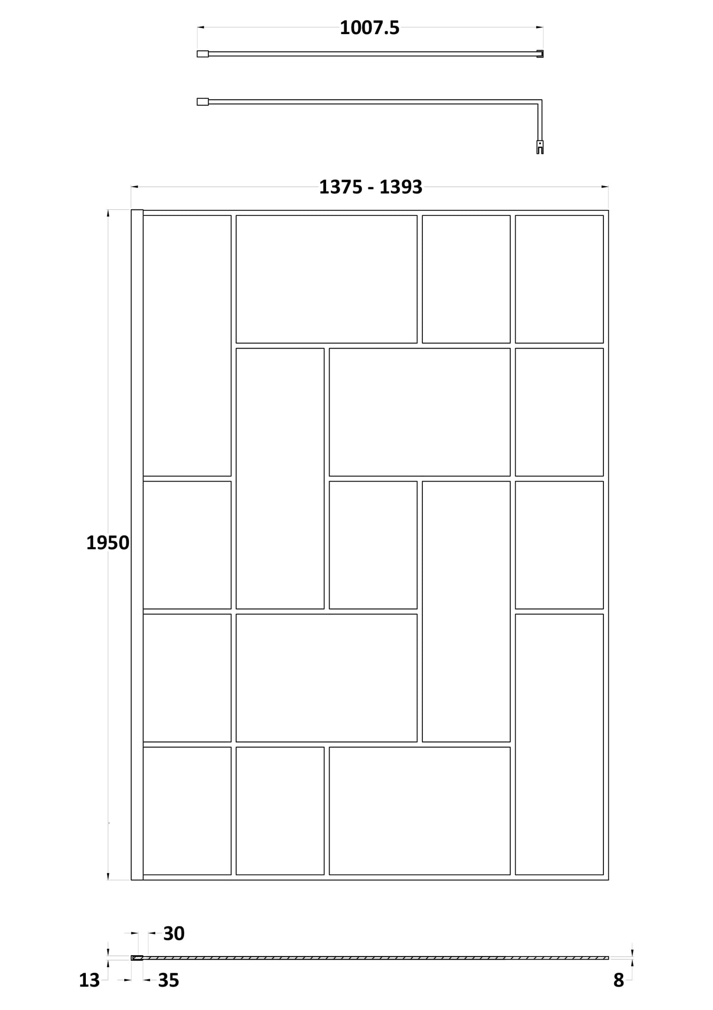 Hudson Reed 1400mm Abstract Frame Wetroom Screen