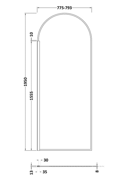 Hudson Reed 800mm Arched Wetroom Screen
