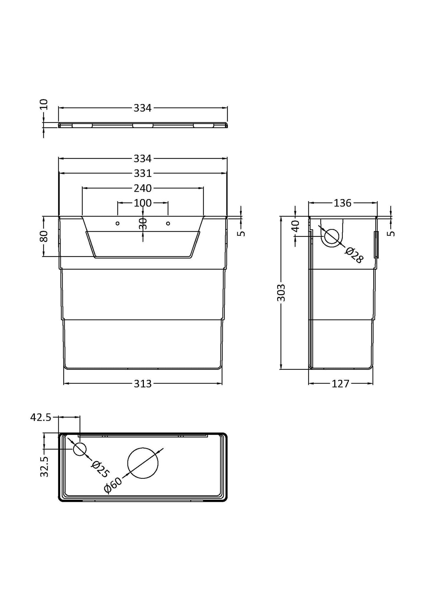 NUIE Dual Flush Concealed Cistern