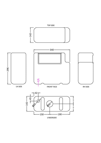 NUIE Dual Flush Concealed Cistern - Bottom Outlet