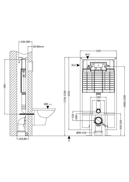 NUIE Dual Flush Concealed Cistern With Frame