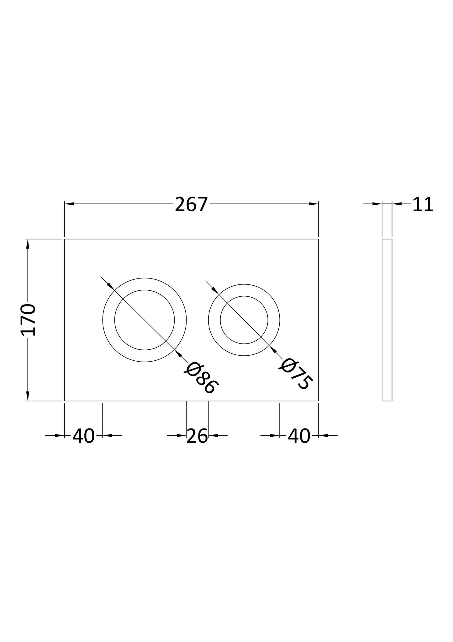 NUIE Round Dual Flush Push Button Brass