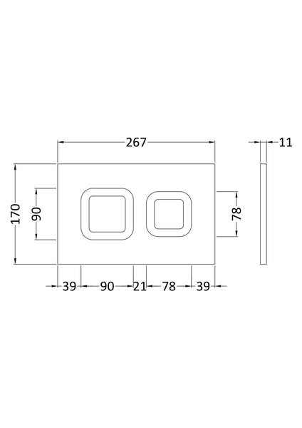 NUIE Square Dual Flush Push Button Brass