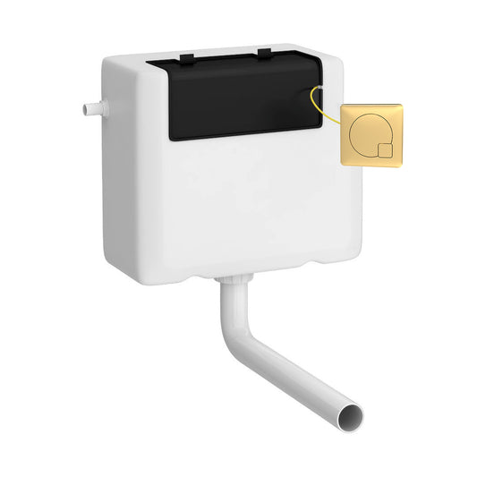 NUIE Universal Access Cistern & Brushed Brass Square Flush Plate
