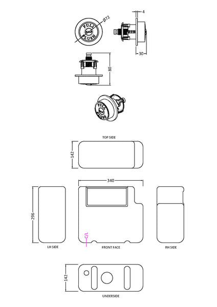 Hudson Reed Universal Access Cistern & Black Traditional Flush Plate