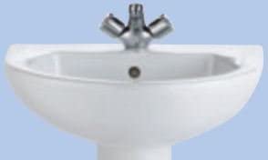 Twyford OT4212WH White Option Pedestal Wash Basin, 2 Tap Holes,