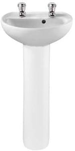 Twyford AR4812WH White Alcona 400 mm 2 Tap Hole Cloakroom Washbasin