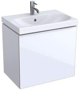Geberit Acanto Vanity unit Compact 500614, 595x535x416mm, Colour (front/body): glass white/white high gloss lacquered - 500.614.01.2