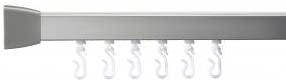 Croydex Professional Profile 800 Straight Shower Rail with Hooks and Gliders, 183 cm, Silver