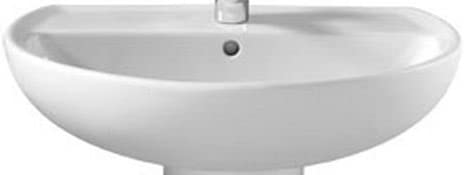 Twyford AR4311WH White Alcona 600 mm Pedestal 1 Tap Hole Washbasin,