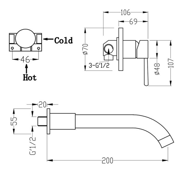 Eazee Round Wall Mount Basin Mixer