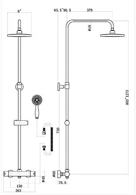 Cool Touch Round Thermostatic Chrome Plated Full Shower Kit