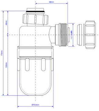 McAlpine A10 11/4 inch x 75mm Water Seal Bottle Trap with Multifit Outlet, White