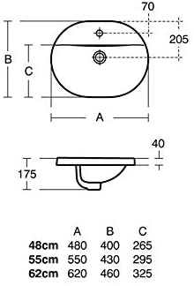 Ideal Standard E500201 Concept Oval 48cm Countertop Washbasin
