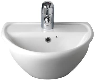 Twyford SA4621WH White Sola 450mm 1 Tap Hole Semi Recessed Washbasin,