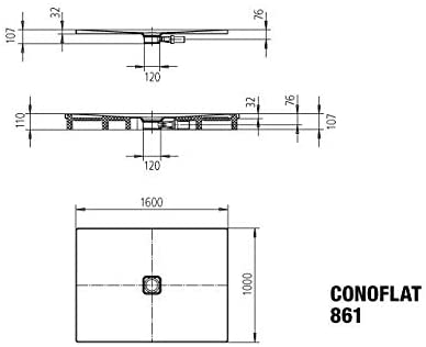 Kaldewei Conoflat 861-2 100x160cm with polystyrene support, colour: White - 467748040001