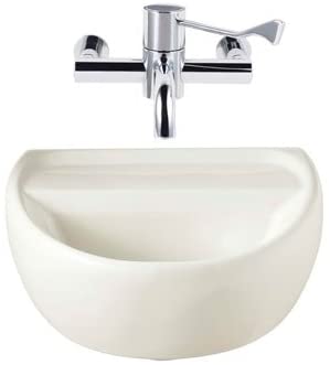 Twyford SA4150WH White Sola 400mm Medical Basin without Tap Hole, Wall