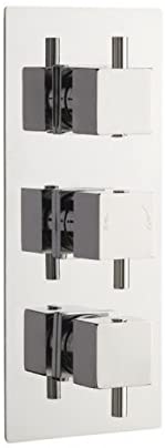 Home Standard® Cube Square Chrome Triple Thermostatic Concealed Shower Valve (TMV2)