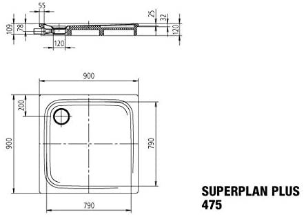 Kaldewei Shower TrayåʉÛÒåÊSuperplan Plus 475åʉÛÒåÊ1åÊ90åÊx 90åÊcm White