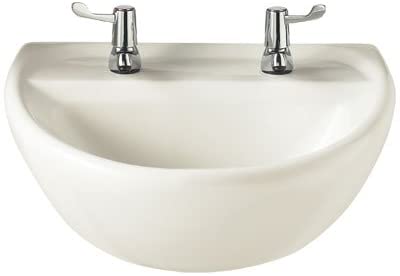 Twyford SA4252WH White Sola 500mm Medical Basin with 2 Tap Holes, Wall