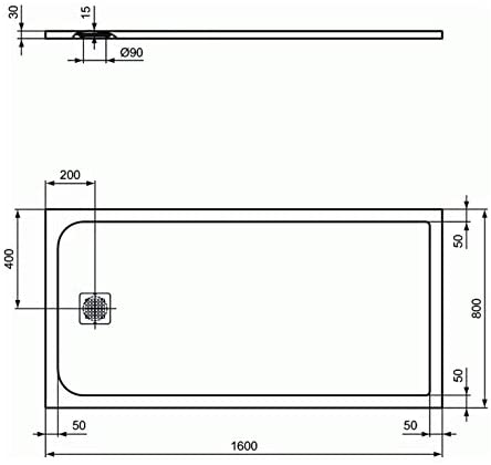 Ideal Standard k8276fr Ultra Flat S Shower Tray Resin Solid