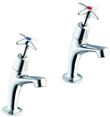 Twyford SF2203CP Chrome Sola High Neck Pillar Cross Head Pair 1/2"
