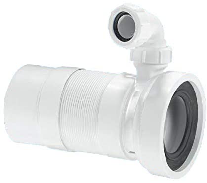 McAlpine Plain End Outlet Straight Flexible WC Pan Connector with Vent Boss 140-310mm Length WCF23PV