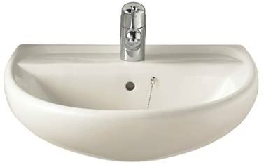 Twyford SA4311WH White Sola 600mm Wash Basin with 1 Tap Hole, Wall