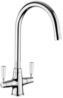 Rangemaster TAC2CM/WH AQUACLASSIC 2 TAP Chrome with White Handles Kitchen