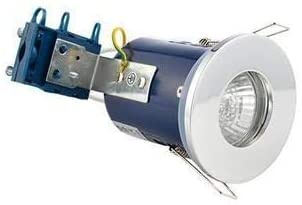 Fixed Fire Rated IP65 Chrome Downlight Warm White/Cool White Bulbs-No Bulb-Single