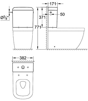 Grohe Euro 39333000 39333 Flush-Mounted Cistern Ceramic Side / Rear Connection Alpine White