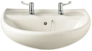Twyford SA4312WH White Sola 600mm Wash Basin with 2 Tap Holes, Wall