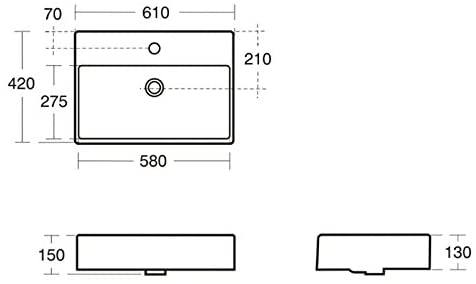 Ideal Standard Strada 600mm top-mounted washbasin, with tap bench K0781, colour: White - K078101