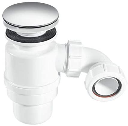 McAlpine 1̴_" 80mm Seal Resealing Shower Trap - 70mm CP Stainless Steel Mushroom STW10-M
